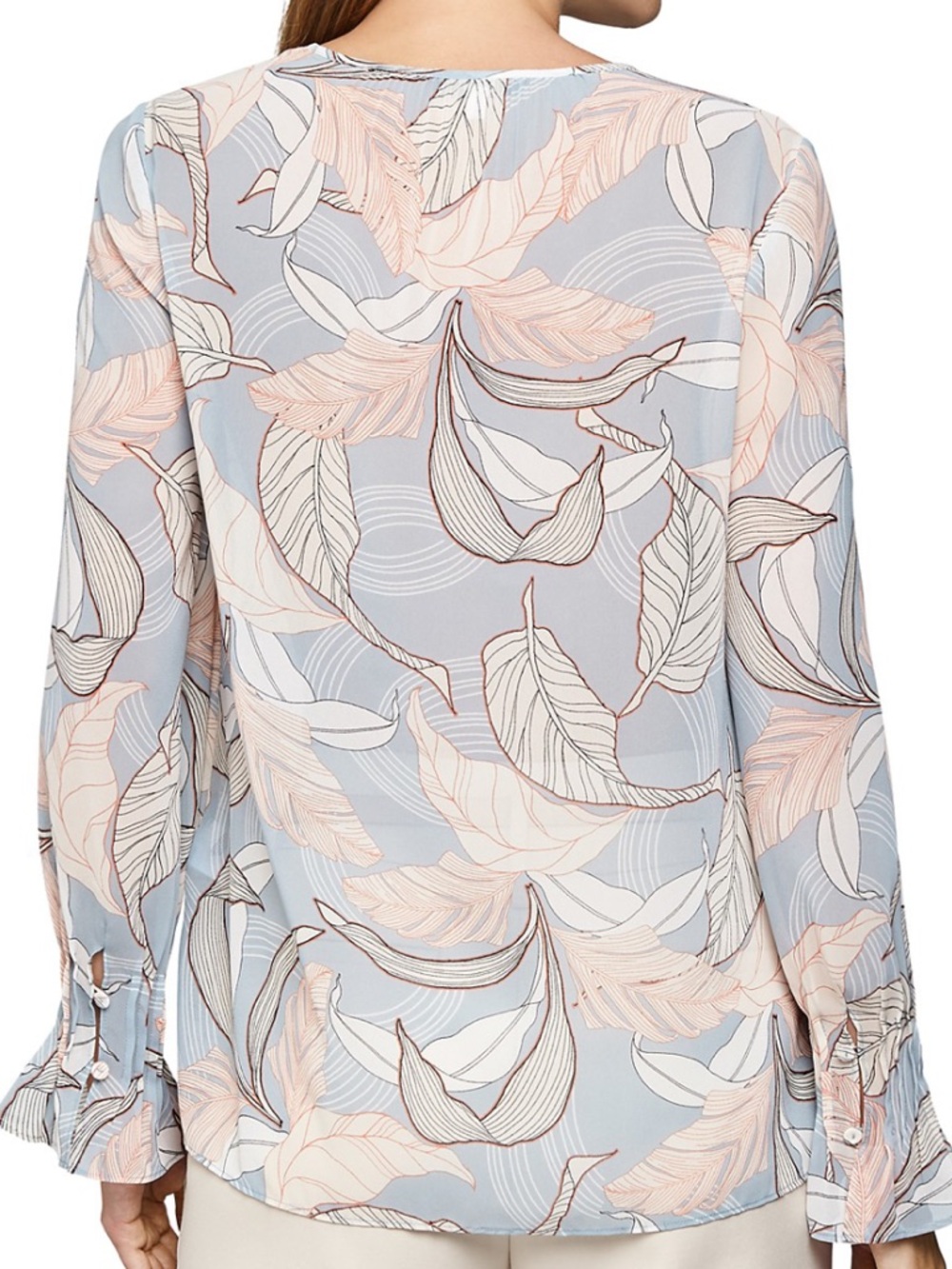 Reiss sheer leaf print blouse with Long-Sleeves - Picture 4 of 10